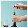 Miniatyrbillede 3 af 5: Vakuumpumpe til vinflasker med 4 vakuumpropper til vin | Vakuumforsegling til vinflasker for at holde vinen frisk i op til 7 dage (rustfrit stål og sort med 4 propper)