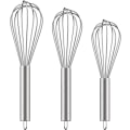 Miniatyrbilde 1 av 5: 3 stk rustfritt stål visper 8\"+10\"+12\"\" Metall visp sett visp kjøkkenverktøy kjøkkenvisper for matlaging, miksing, visping, pisking, røring