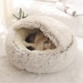 Miniatyrbillede 1 af 4: Fluffy Katteseng Rund Blød Plys Hule Hætte Katteseng KLB