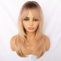 Miniatyrbilde 4 av 5: Fluffy lang blond parykk for kvinner med lang lugg