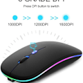 Miniatyrbillede 4 af 6: Mus LED Trådløs Mus Genopladelig 2.4G Lydløs Bluetooth 5.1 Bærbar USB KLB