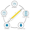 Miniatyrbillede 4 af 8: LED R7s COB 78mm 118mm Dimbara glasrör 15W 30W Lampbyte gulB 118mm