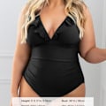 Miniatyrbillede 3 af 5: Damen Badeanzug Rüschen V-Ausschnitt Monokinis Einteiler Bademode