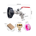 Miniatyrbild 2 av 5: IBC Tank Adapter 3/4” Koppling, IBC Regnvattensamlare Kran, IBC Mässingskran Anslutning 1000L Tank Kran för IBC Tank Slangkoppling KLB