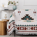Miniatyrbild 4 av 5: Sommarfilt boho bomull, filtar, gosig filt, vändbar filt, beige