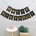 Miniatyrbillede 2 af 5: Happy Birthday Flag Pulling Glitter Balloner Sæt (Guld Sort), Happy Birthday Flag Festdekoration, Perfekt Fødselsdagsfestdekoration