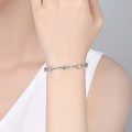 Miniatyrbillede 4 af 5: Justerbar længde brillant legering diamant sølv armbånd