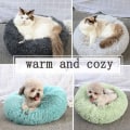 Miniatyrbilde 4 av 4: Rund hund seng katteseng fluffy kjæledyrseng pute myk og komfortabel, varm, vanntett, sklisikker og vaskbar hundepute egnet for katter, stripete hunder