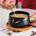 Miniatyrbillede 3 af 6: Espressokopper, 300 ml Cappuccino-kopsæt, Marmor Kaffe Kop