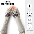 Miniatyrbilde 4 av 5: Dame Vinter Fingerless Hansker Strikket Arm Varmer Tommelhull Votter med Ka Lys Grå KLB