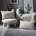 Miniatyrbillede 3 af 5: Fløjls pudebetræk 30x50cm til stue sofa, sæt med 4 ensfarvede firkantede pudebetræk soveværelse dekoration, hvid KLB