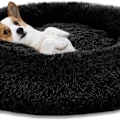 Miniatyrbillede 4 af 8: Rund plys hund seng sort KLB