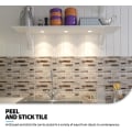 Miniatyrbilde 3 av 5: Skrell og lim murstein kjøkken backsplash selvklebende steinmønster veggfliser, 10 ark (brun)