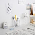 Miniatyrbild 3 av 8: Akrylpennhållare, transparent tjock bas, skrivbordsfack för pennor