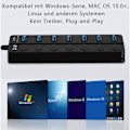 Miniatyrbillede 4 af 6: Aktiv 3.0 USB-hub med strømforsyning, 7 porte USB 3.0 Hub Aktiv datahub med KLB