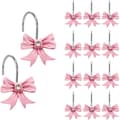 12 st dekorativa duschdraperikrokar rosa hartsbåge