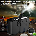 Miniatyrbild 3 av 5: Solradio, AM/FM bärbar vevradio, Dynamo nödradio med 4000 mAh