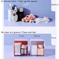 Miniatyrbillede 5 af 5: Bomuldskugleholder Bokse til Rose Bomuldskugler, Ekskl. Andre Genstande, Swabs, Rounds, Floss, Dispenser Container Box med 2 Rum, Organizer