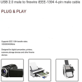 Pikkukuva 4 / 8: USB-kaapeli (uros Firewire IEEE1394a uros, 4-napainen, laitteille