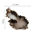 Miniatyrbillede 2 af 6: Legering Lotus Blad Tilbageflow Røgelse Brænder Antik Indendørs Røgelse Brænder (Bronze)