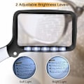 Miniatyrbild 7 av 8: Fällbar läsglas Stor 5 LED-lupp med ljus 2x Handlupplägen Dimbar KLB