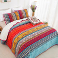 Miniatyrbild 2 av 5: Bohemisk Quiltad Överkast Dubbel 3 Delar Patchwork Överkast Vändbar Täcke Mjuk Mikrofiber Sängkläder 220 240 cm KLB