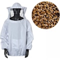 Miniatyrbild 2 av 4: Smockdräkt Skyddsutrustning med Hatt Professionell Anti-Bi för Biodling Biodlare Vit Bi-Jacka Vit Canvas Fårskinn Handskar Set om 2