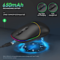Miniatyrbillede 4 af 8: LED trådløs mus, genopladelig lydløs RGB-belysning computer