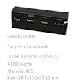 Pikkukuva 5 / 7: USB-keskitin PS4 Slimille, 4 portin USB-latausasema-sovitin (1USB 3.0, 3USB 2.0) with