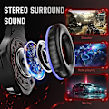 Miniatyrbillede 7 af 8: Headset med mikrofon til PS4 Xbox One, Surround Sound Sort Blå