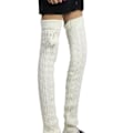 Miniatyrbillede 1 af 5: Kvinde Mode Vinter Leggings Støvler Lange Benvarmere Strikkede Hvide KLB