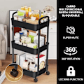 Miniatyrbild 4 av 7: Multifunktionell förvaringsvagn, 3 nivåer, på hjul, 360°, svart KLB