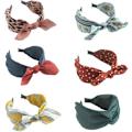 Miniatyrbilde 1 av 5: Sløyfe Hodebånd, 6PCS Twist Knot Hodebånd Brede Striper Stoff Kryss Knute Hårbøyle, Blomstertrykk Elastisk Turban Hårtilbehør (Farge-1)