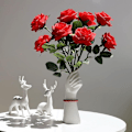 Miniatyrbild 6 av 8: Vit keramisk handknopp blomvas för hydrofoniska blommor