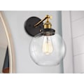 Miniatyrbillede 1 af 6: 8\" Sort og Guld Antik Messing 1-Lyset Globe Væglampe