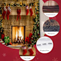 Miniatyrbild 4 av 5: Duschdraperi i tyg för jul, röda julgardiner för badrum, vintersemester julbadrumsdekor, julgransbrasmönster