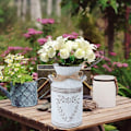 Miniatyrbillede 6 af 7: 2 stk. vintage blomster vase hjerte mælkekande jern blomsterpot shabby dekoration KLB
