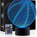 Miniatyrbilde 1 av 6: Basketball 3D illusjonsbursdagsgave lampe, 16 skiftende farger KLB