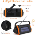 Miniatyrbild 2 av 5: TKOOFN Solardynamo vevradio FM, bärbar multifunktionell utomhusnyhet