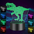 Miniatyrbillede 1 af 5: 3D Dinosaur Natlampe, LED Strip 3D Illusion Lys Dinosaur Gave 16 Farver