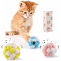 Miniatyrbild 1 av 4: Katt leksak bollar med klocka, 3-pack färgglada mjuka luddiga bollar inbyggd klocka, tuggleksaker interaktiva katt leksaker för inomhuskatter och kattungar som leker