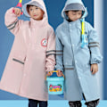 Miniatyrbillede 3 af 6: Pink børneraincoat med skoletaske, børnehat, studerende, 4XL KLB