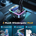 Pikkukuva 2 / 5: 2022 Bluetooth FM-lähetin, Aux Bluetooth auton radion sovitin [Voimakkaampi kaksois