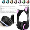 Miniatyrbilde 3 av 7: Trådløst Bluetooth-katteøre-headset med mikrofon og 7-farget LED