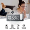 Miniatyrbilde 4 av 6: Soverom Projeksjonsvekkerklokke Digital Alarm Projektor Hvit - Hvite Tall