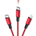 Miniatyrbilde 3 av 5: 3 i 1 multifunksjons ladekabel for iOS og Android, svart