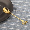 Miniatyrbillede 5 af 8: Rustfrit stål træblad formet frugt dessert kage gaffel KLB