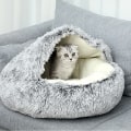 Miniatyrbilde 5 av 5: Rolig hette hundeseng og kattehuleseng for små hunder - grå