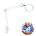 Miniatyrbillede 1 af 8: LED-forstørrelseslampe, arbejdspladslampe, 5 dioptrier forstørrelsesglas med lys - med klemme, KLB
