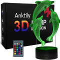 Miniatyrbillede 1 af 5: 3D delfin natlampe, LED optisk illusion natlampe KLB